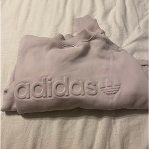 pale pink/ purple adidas crew neck